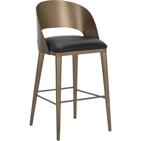 Dezirae 41 inch Antique Brass / Charcoal Black Leather Barstool